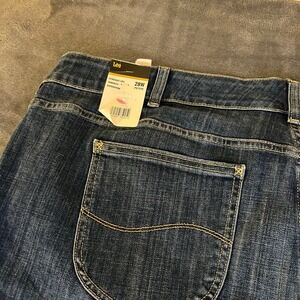 Lee Plus Jeans Dark Wash Regular Fit Straight Leg Mid Rise Womens Size 28W New